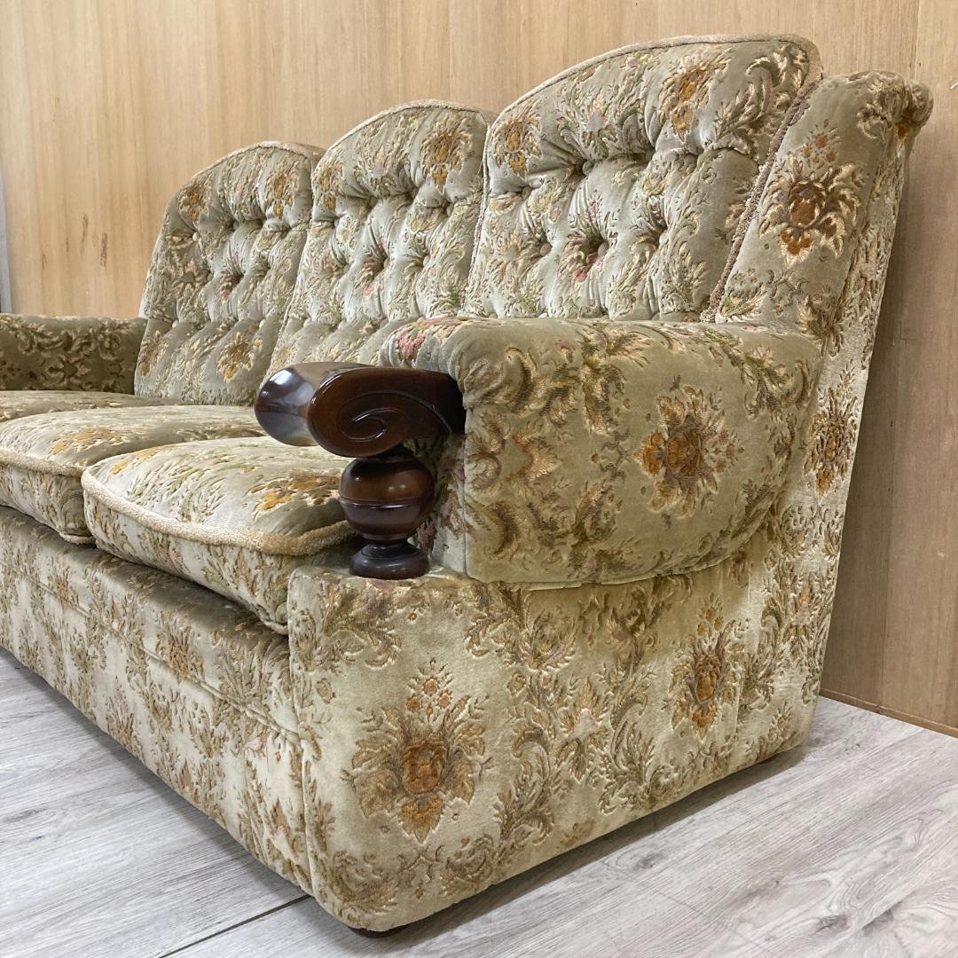 【オールドカリモク】金華山　３人掛けソファ　トリプルソファ　ヴィンテージ