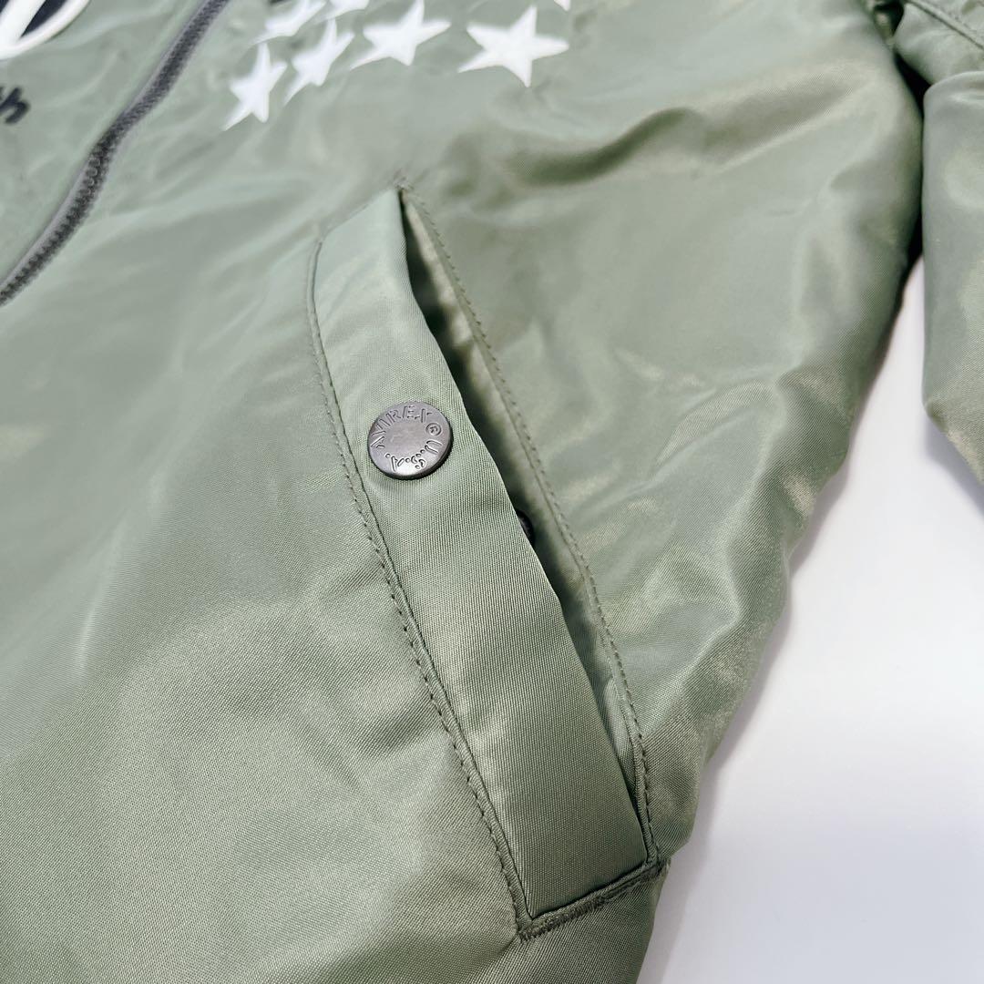 美品✨AVIREX リバーシブルMA-1 ロゴ スタッズ 星条旗 L カーキ