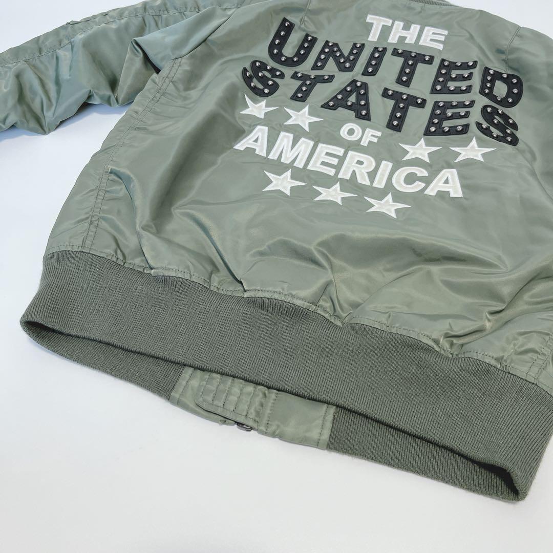 美品✨AVIREX リバーシブルMA-1 ロゴ スタッズ 星条旗 L カーキ