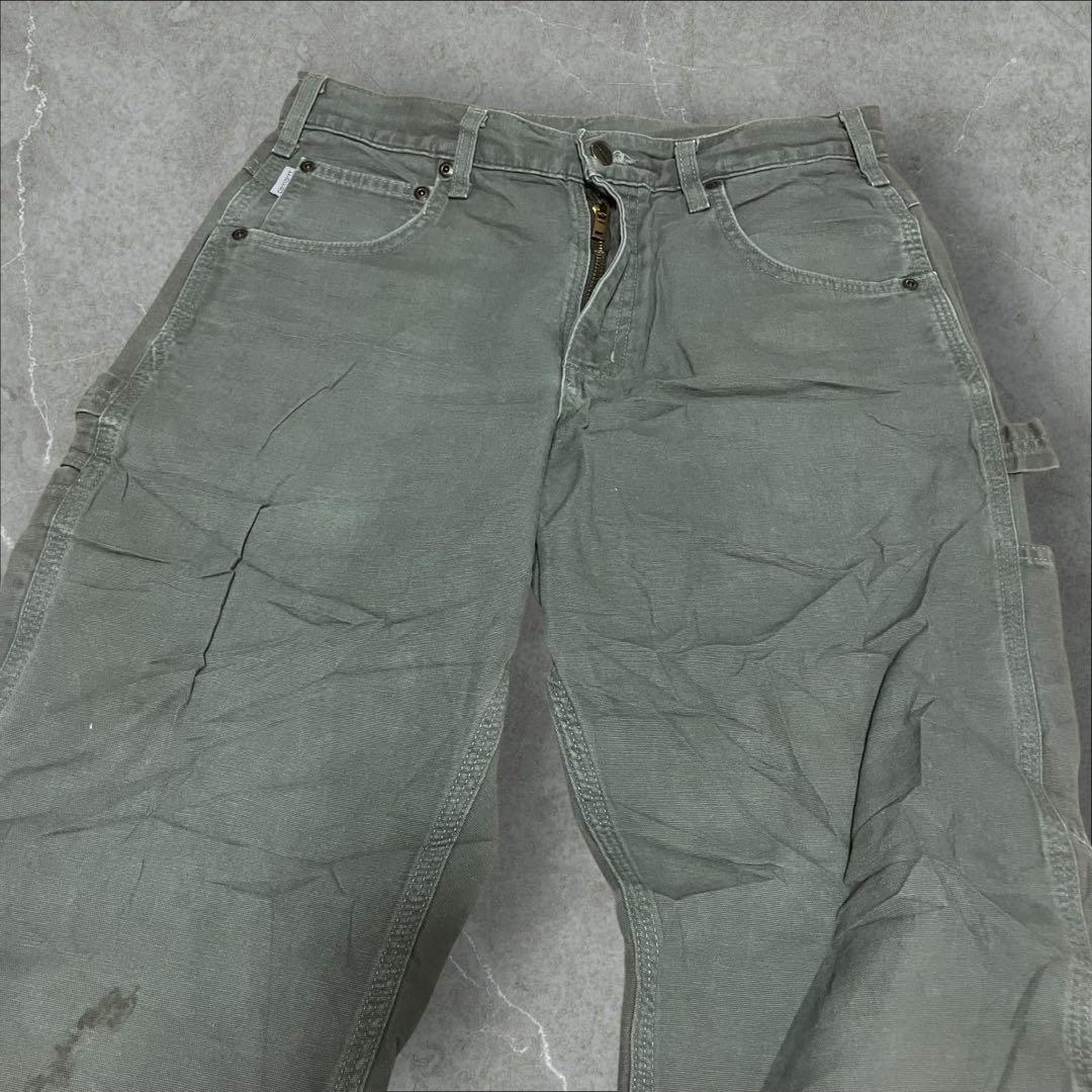 バ*中様 carhartt ダック ペインターパンツ ルーズフィット　モスグリー