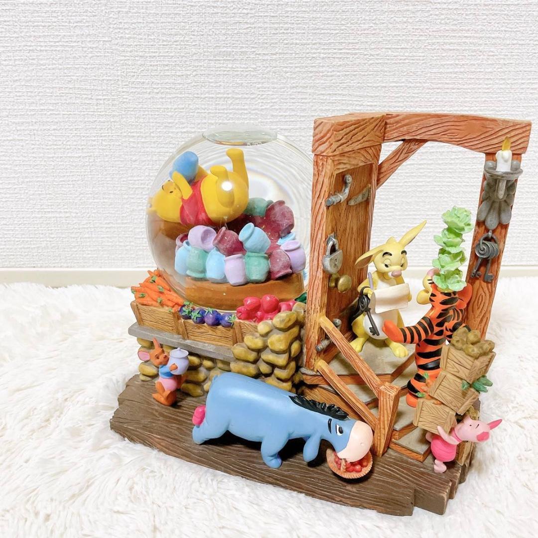 【希少】 ディズニー プーさん スノードーム 陶器 オルゴール 動作品