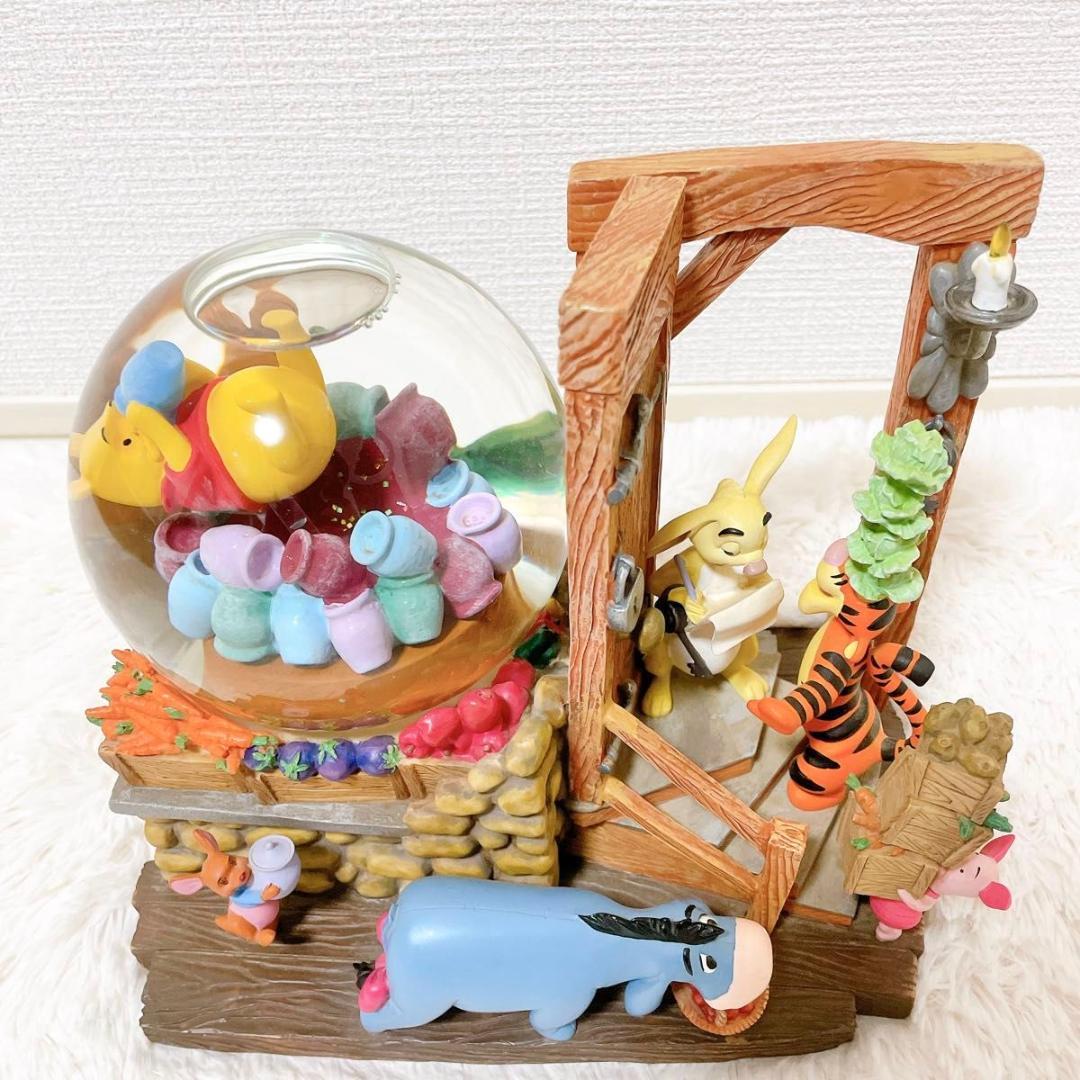 【希少】 ディズニー プーさん スノードーム 陶器 オルゴール 動作品