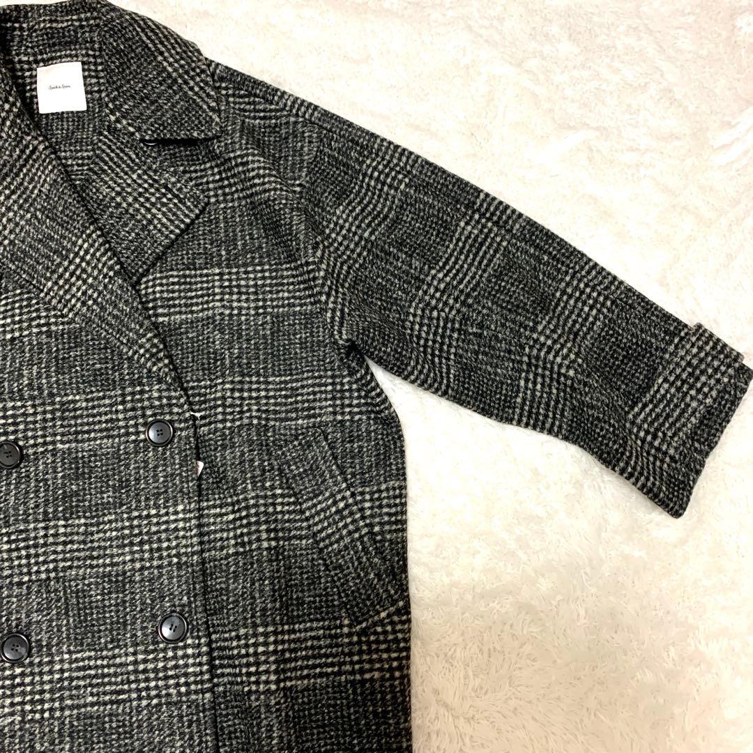 【新品タグ付き】スピックアンドスパン Wスライバーチェックハーフコート M