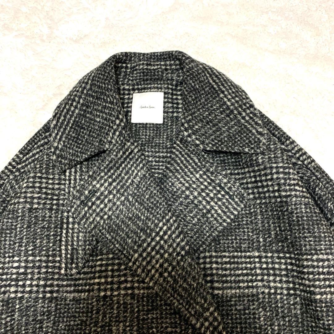 【新品タグ付き】スピックアンドスパン Wスライバーチェックハーフコート M