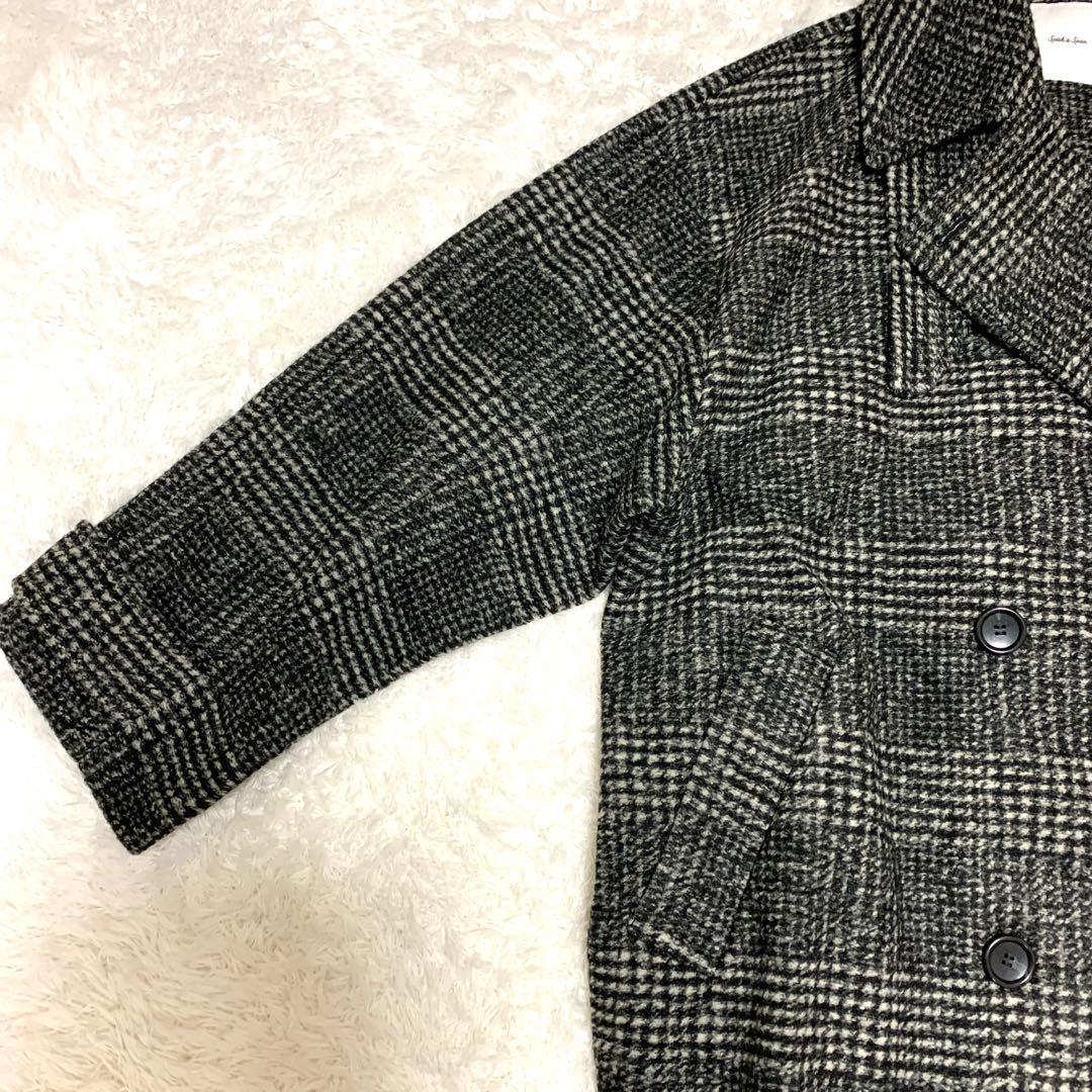 【新品タグ付き】スピックアンドスパン Wスライバーチェックハーフコート M