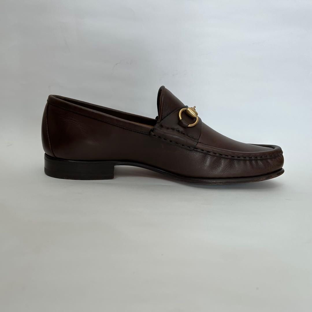 【箱付袋付】GUCCI ブラウンレザー ローファー　靴　42E ホースビット
