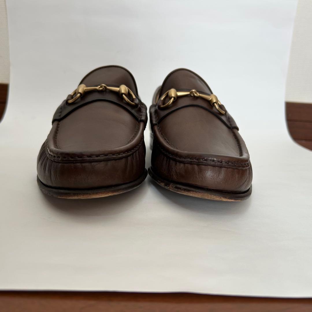 【箱付袋付】GUCCI ブラウンレザー ローファー　靴　42E ホースビット