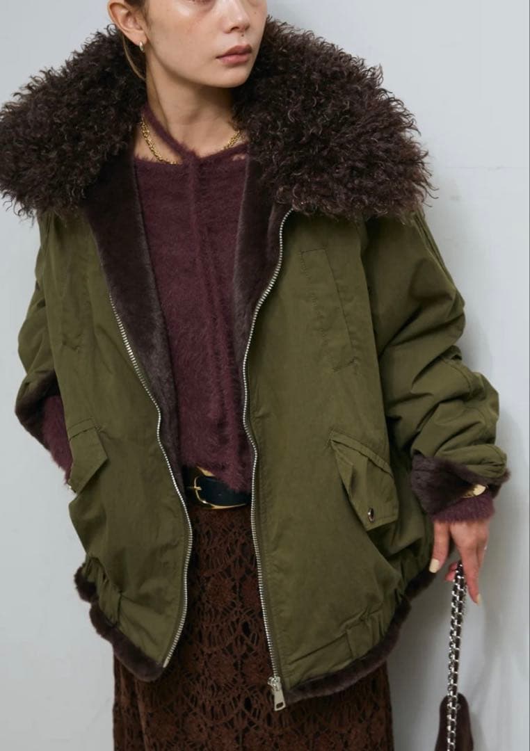 値下げしました★IAMALPHA iamイアムボア襟ジップブルゾン　ブルゾン★