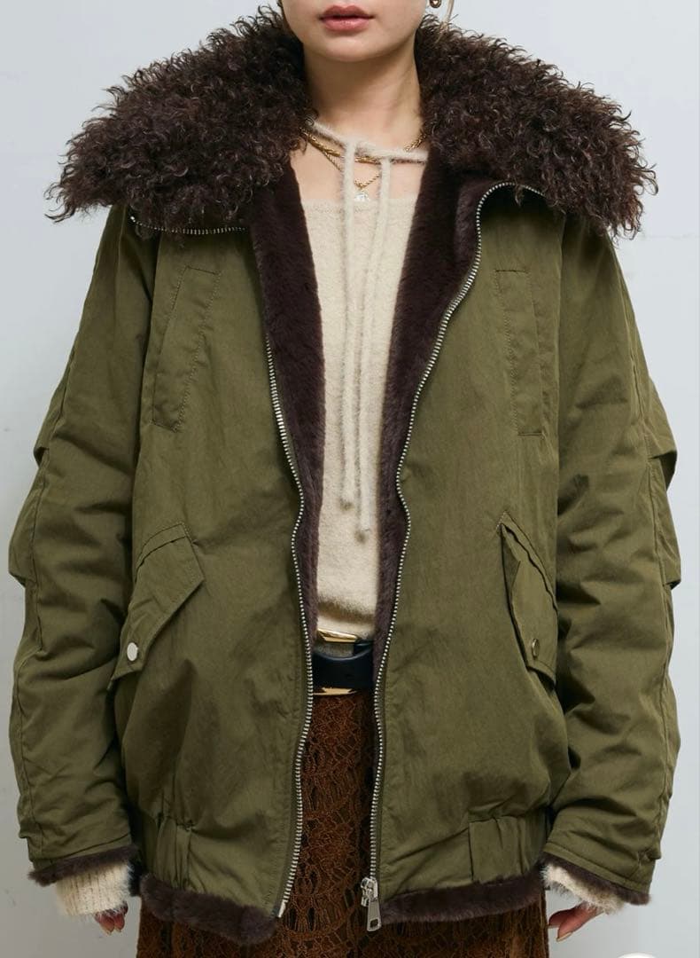 値下げしました★IAMALPHA iamイアムボア襟ジップブルゾン　ブルゾン★