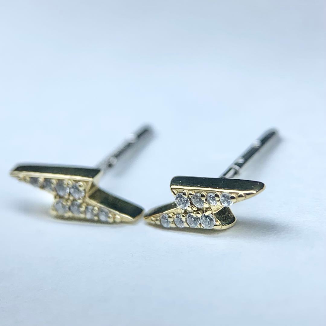 未使用級 Baqlessピアス サンダーボルト ジルコニア シルバー925 缶付