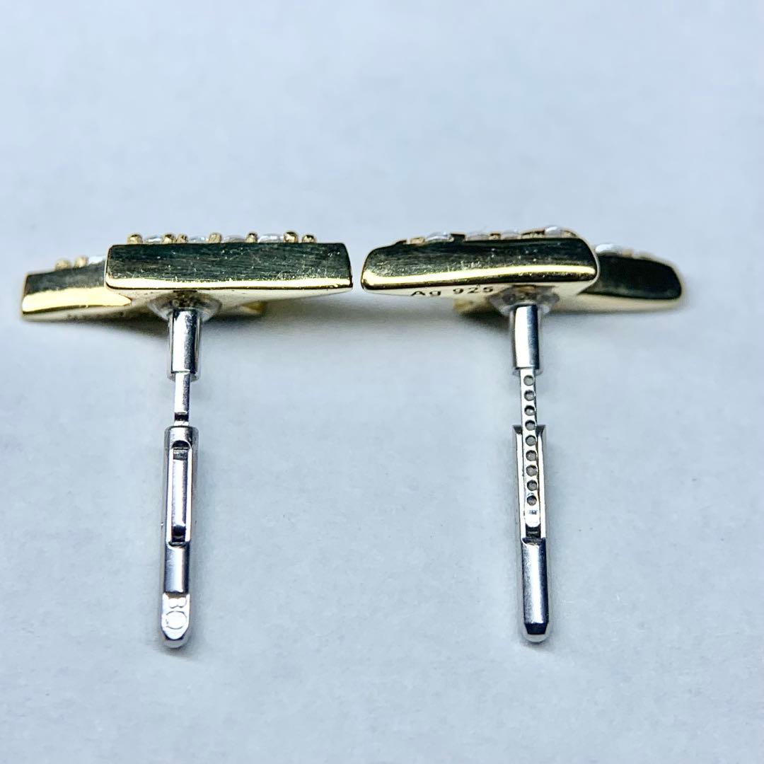 未使用級 Baqlessピアス サンダーボルト ジルコニア シルバー925 缶付