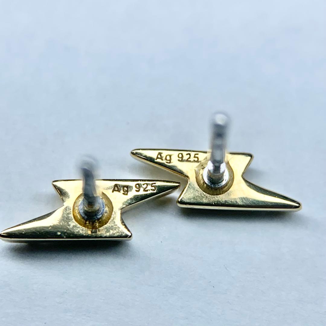 未使用級 Baqlessピアス サンダーボルト ジルコニア シルバー925 缶付