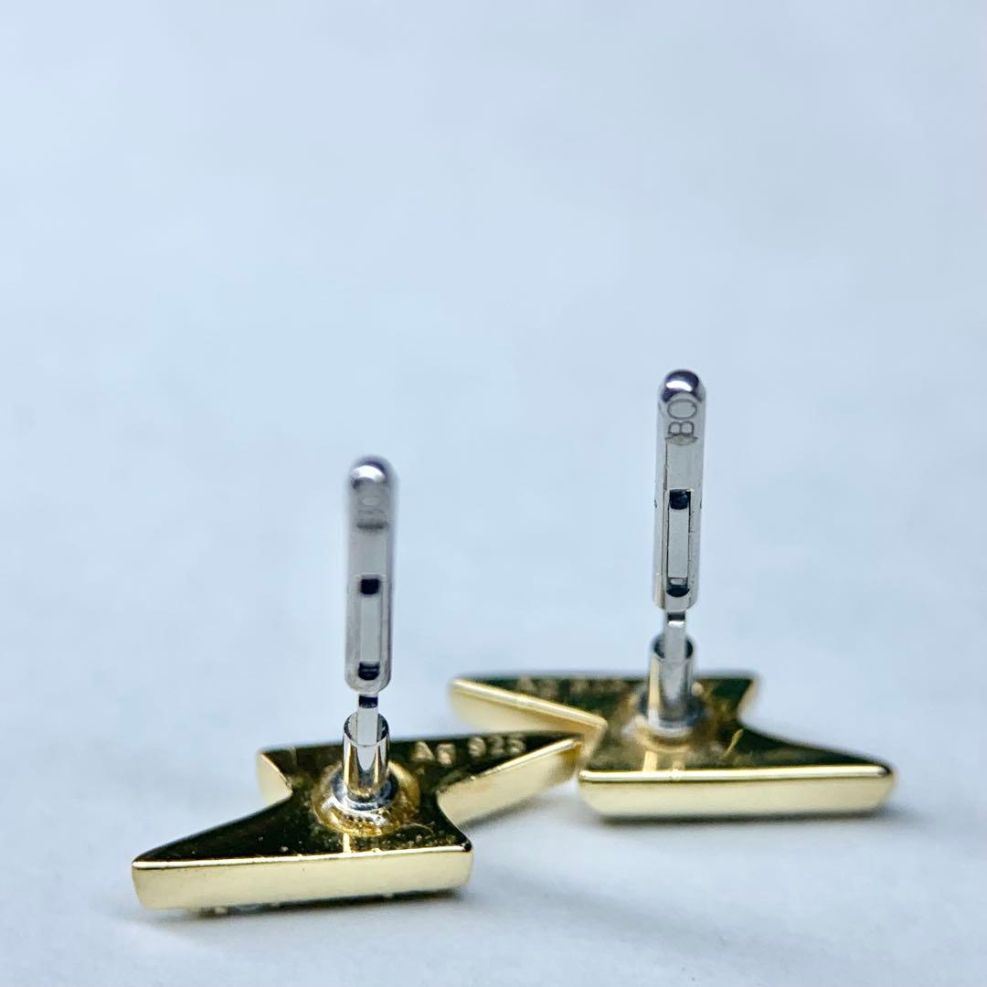 未使用級 Baqlessピアス サンダーボルト ジルコニア シルバー925 缶付