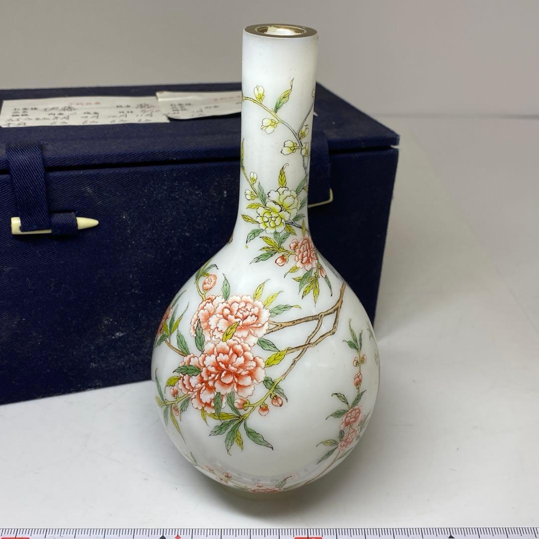 中国美術 乾隆年製 ガラス花入 h16.5cm 東キ8-0121①