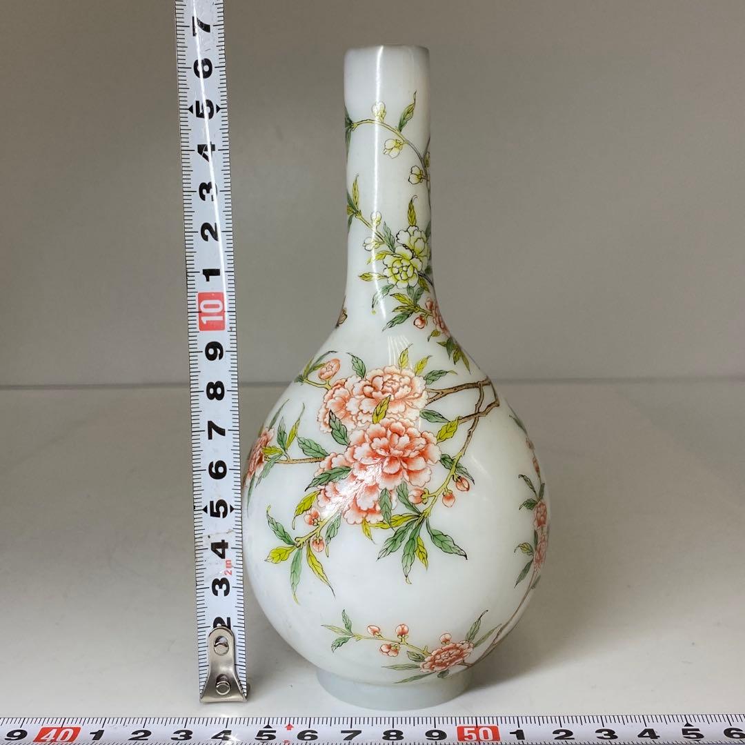 中国美術 乾隆年製 ガラス花入 h16.5cm 東キ8-0121①