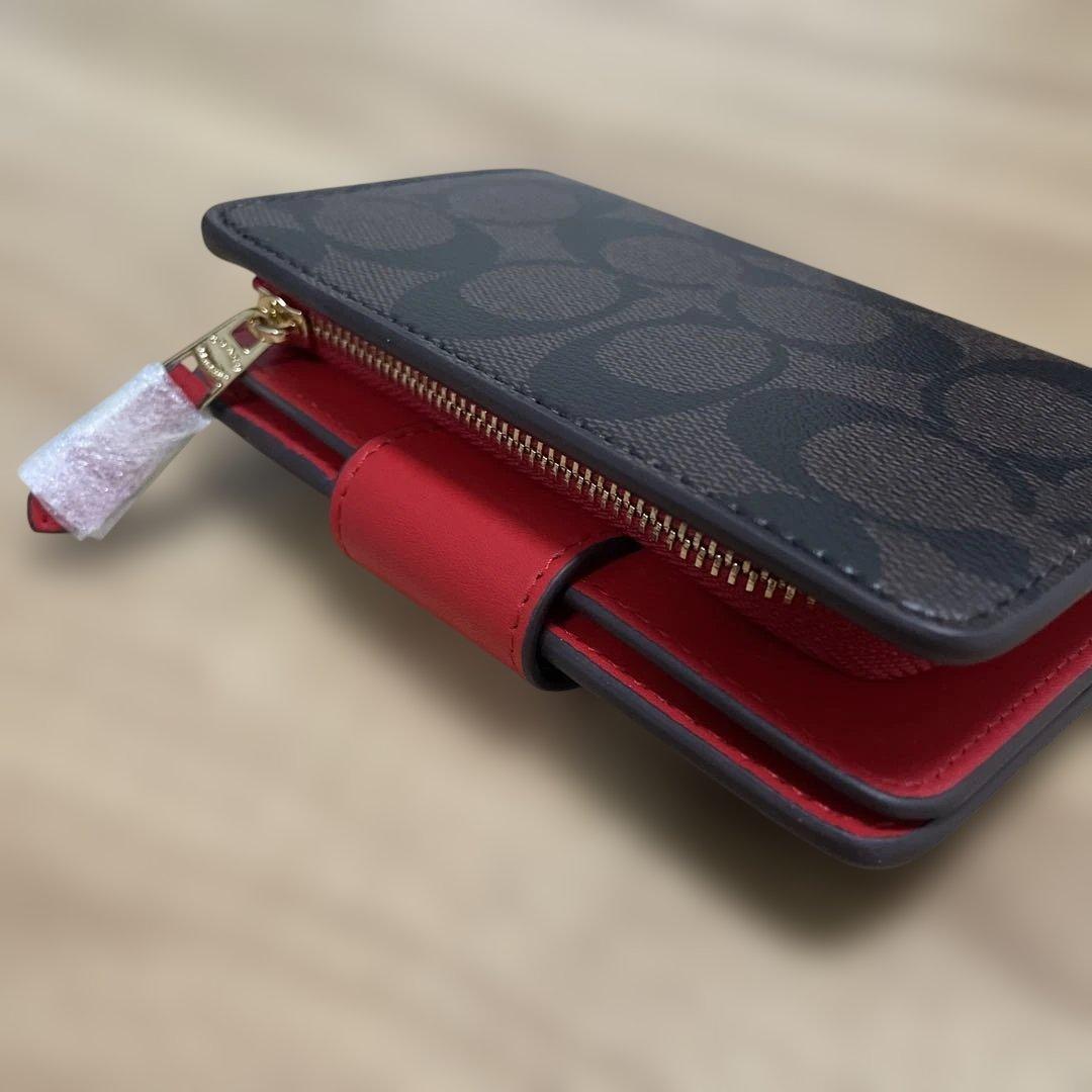 【新品未使用品】 COACH 二つ折り財布 ブラウン/レッド