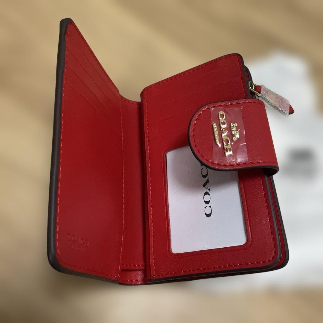【新品未使用品】 COACH 二つ折り財布 ブラウン/レッド
