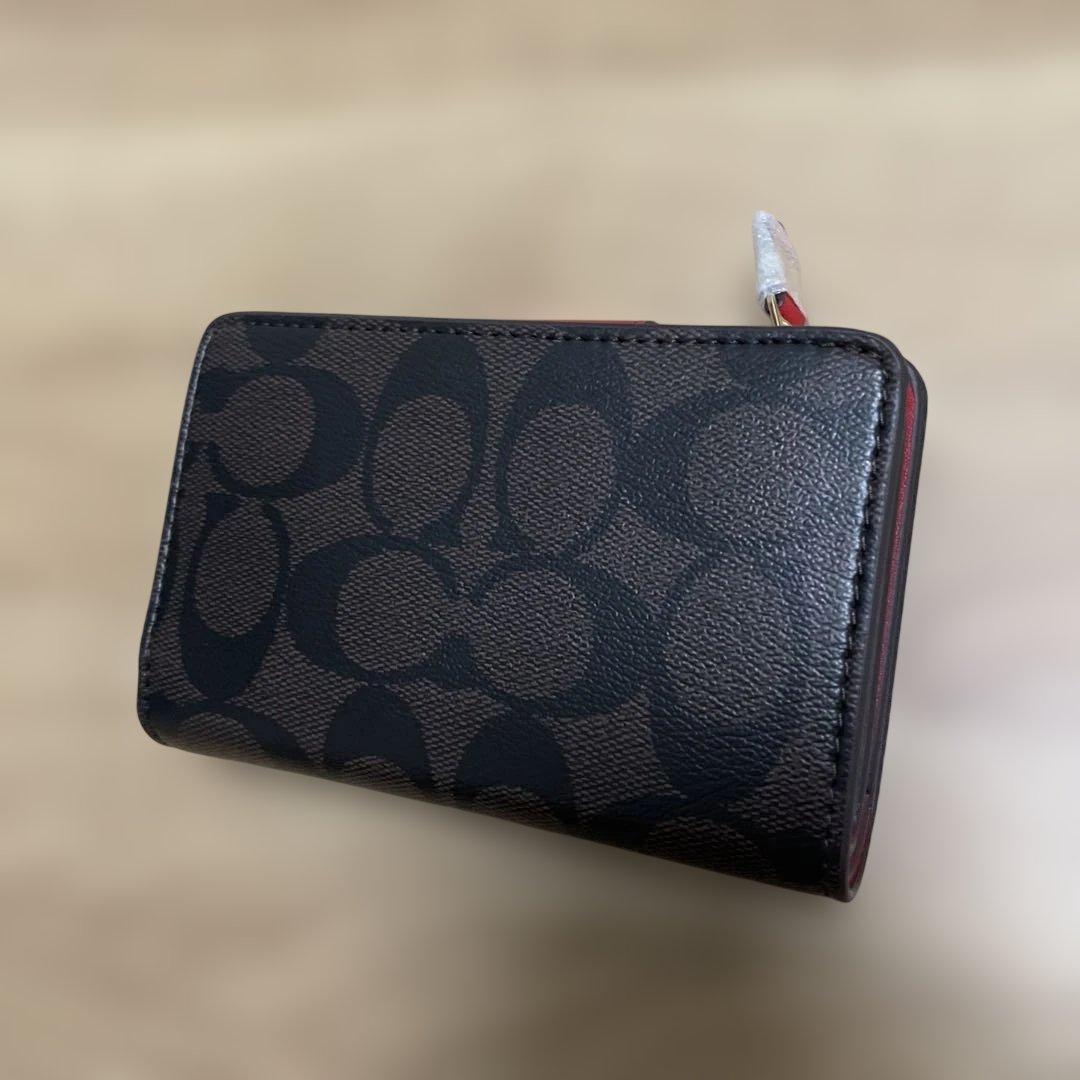 【新品未使用品】 COACH 二つ折り財布 ブラウン/レッド