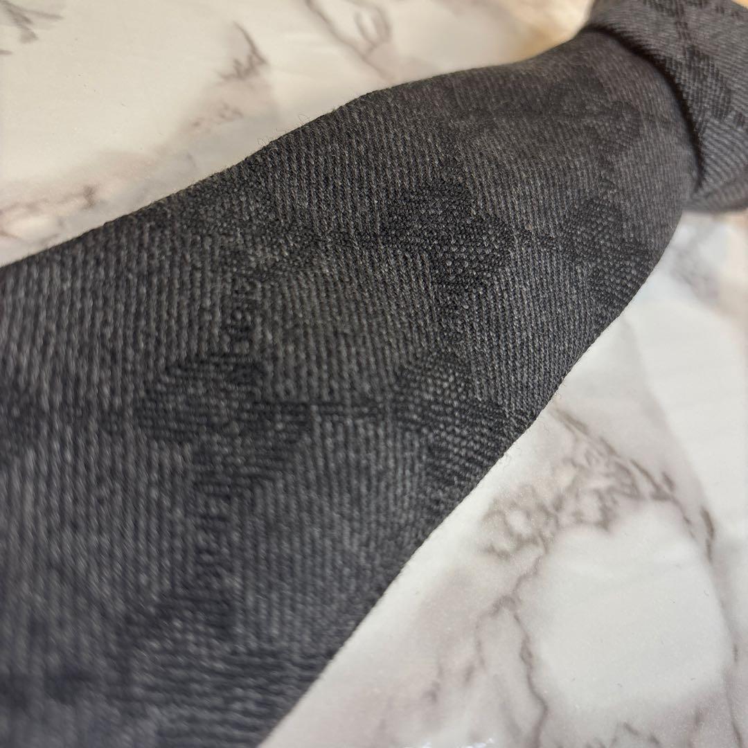 【箱付き】GUCCI ネクタイ　GG柄　ウール　現行タグ　グレー　ブラック