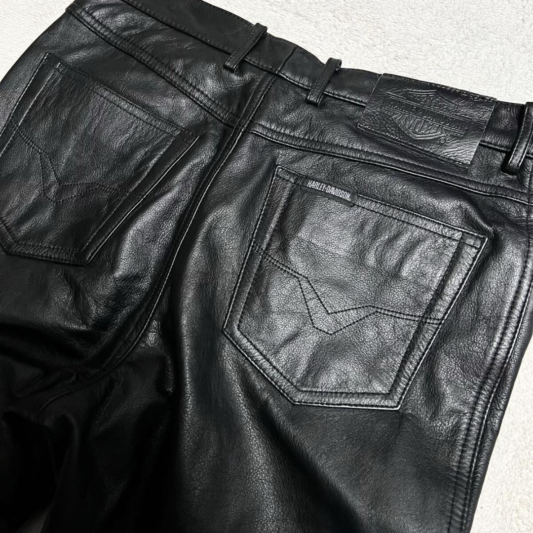 レア 本革 HARLEY DAVIDSON レザーパンツ 美品 R-8563