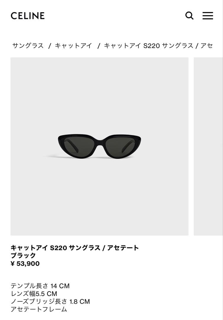 RARE‼️ CELINE キャットアイ S220 サングラス エディ期 希少