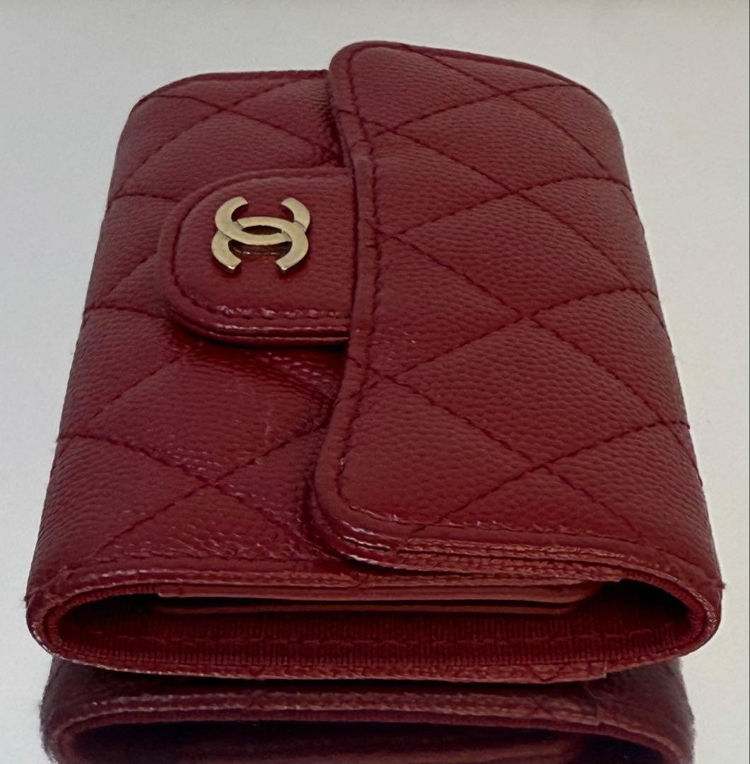 【美品】CHANEL マトラッセ キャビアスキン 4連キーケース ボルドー