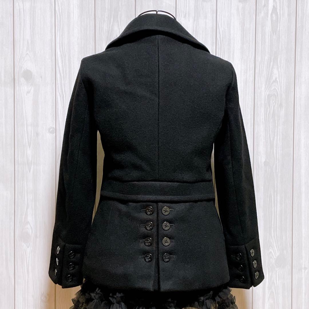 ピーコート 裏地ボア ウール 黒 平成ギャルy2k ダークコア パンク nana