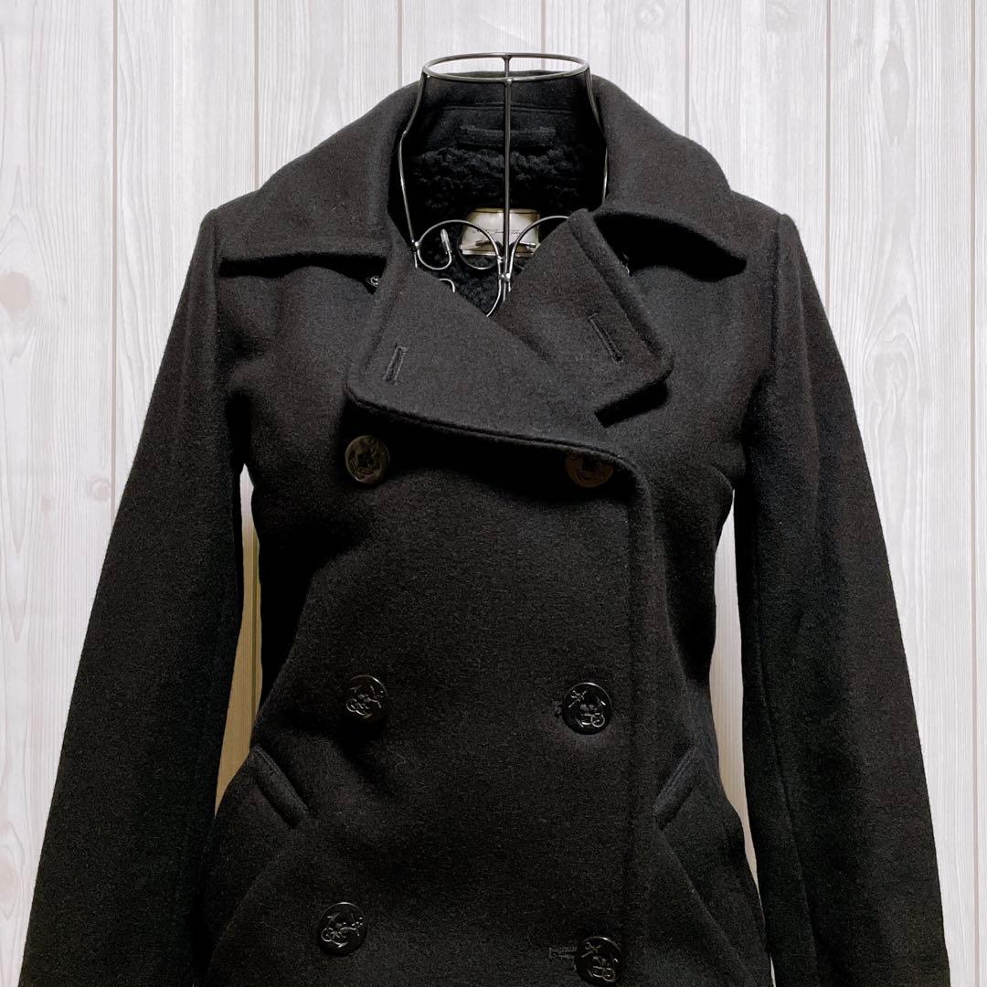 ピーコート 裏地ボア ウール 黒 平成ギャルy2k ダークコア パンク nana