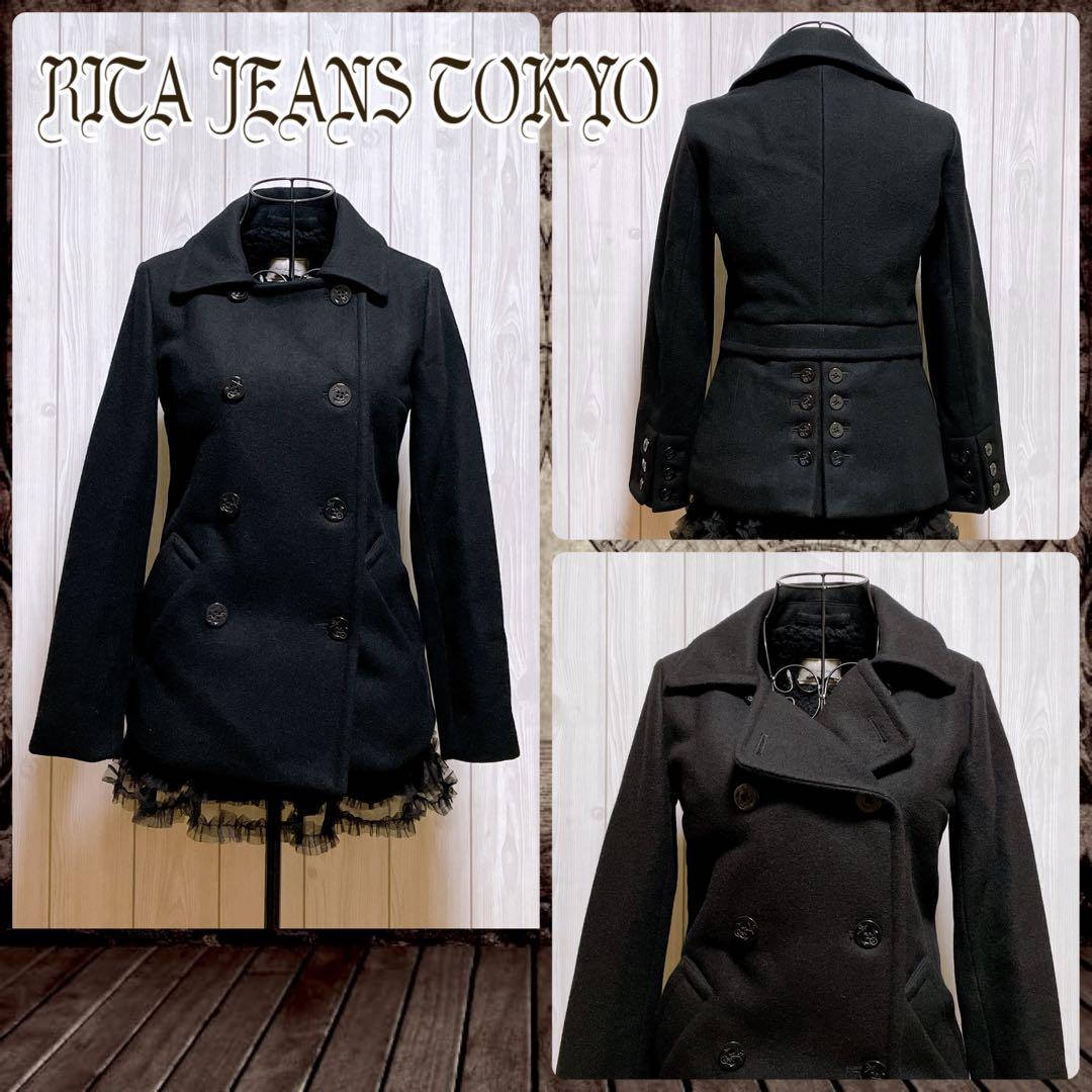 ピーコート 裏地ボア ウール 黒 平成ギャルy2k ダークコア パンク nana