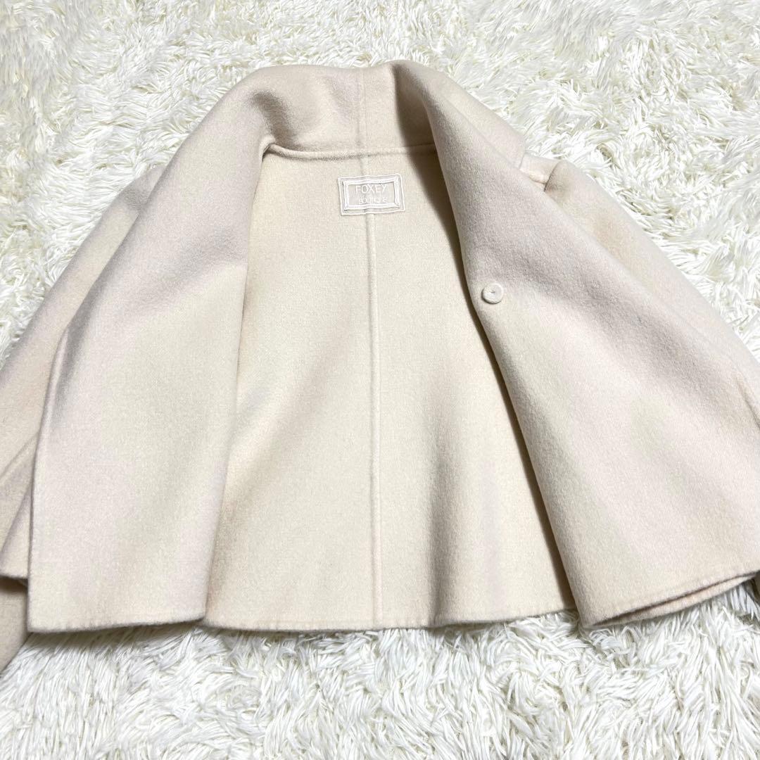 FOXEY カシミア100%Wフェイスジャケット　ショートコート　ショールカラー