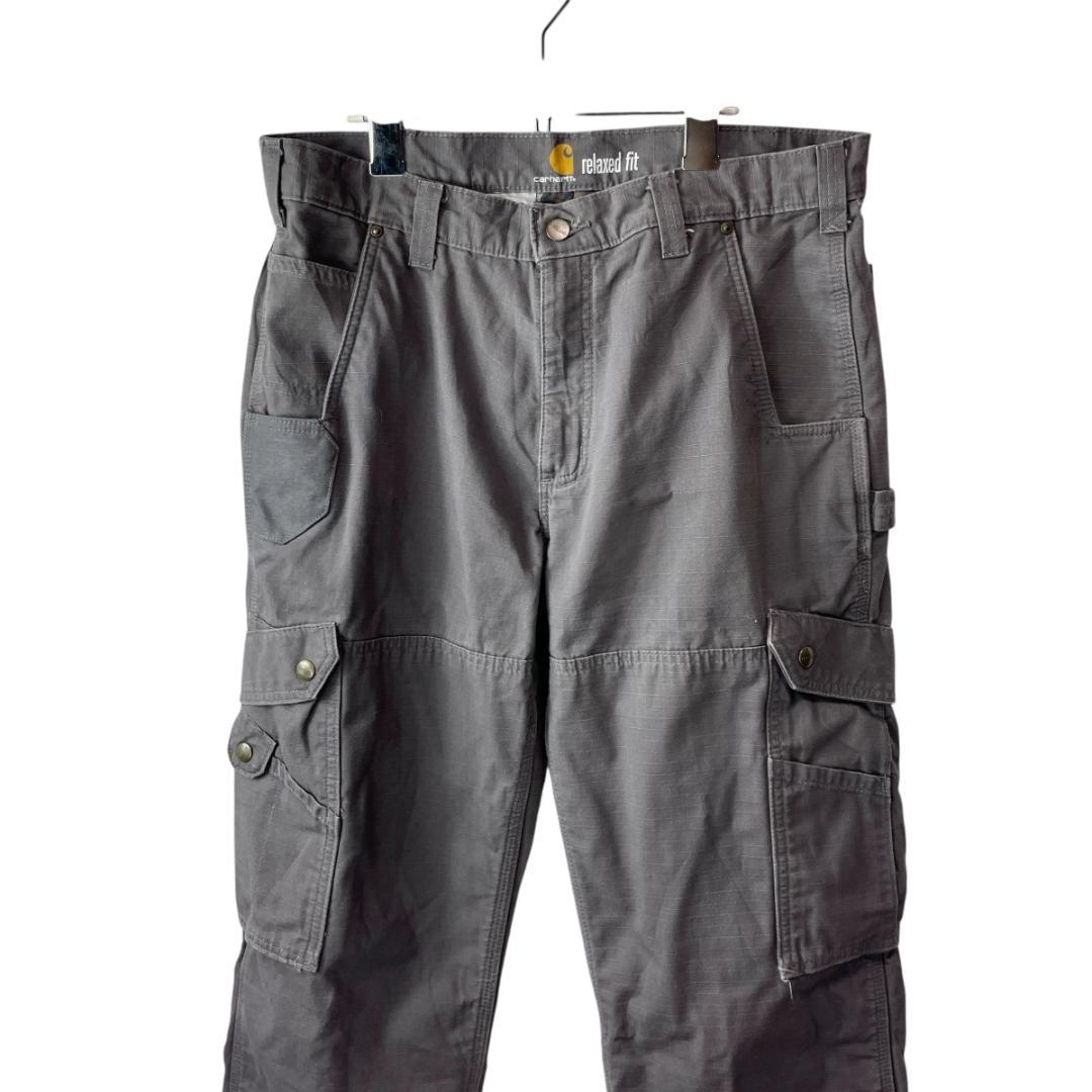 カーハート リップストップカーゴパンツ ダブルニー ワークパンツ グレー W34