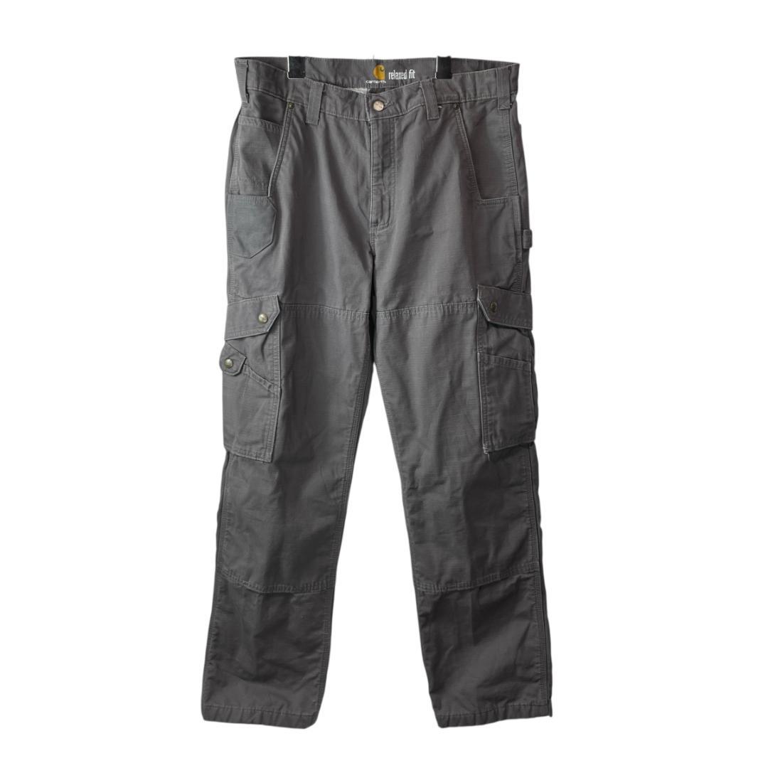 カーハート リップストップカーゴパンツ ダブルニー ワークパンツ グレー W34