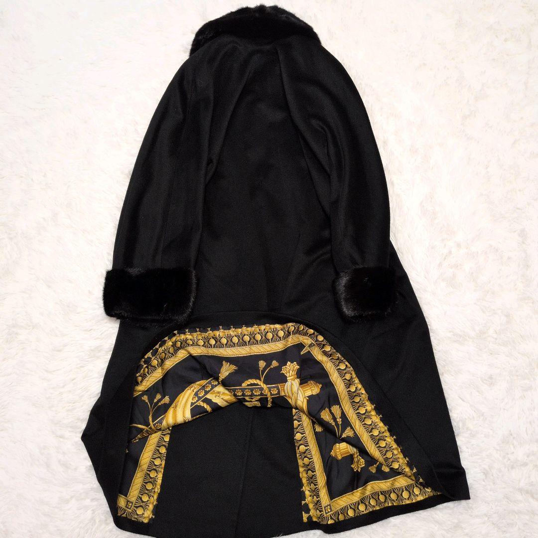 【美品】ヘルノ☆ロロピアーナ　カシミヤ100%　リアル　ファーコート　黒