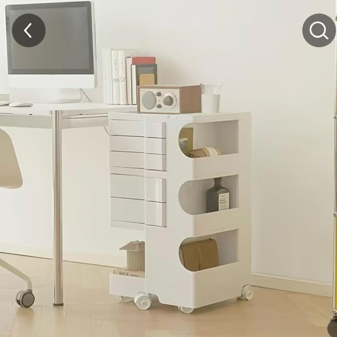 ホワイト 360度回転収納キャビネット