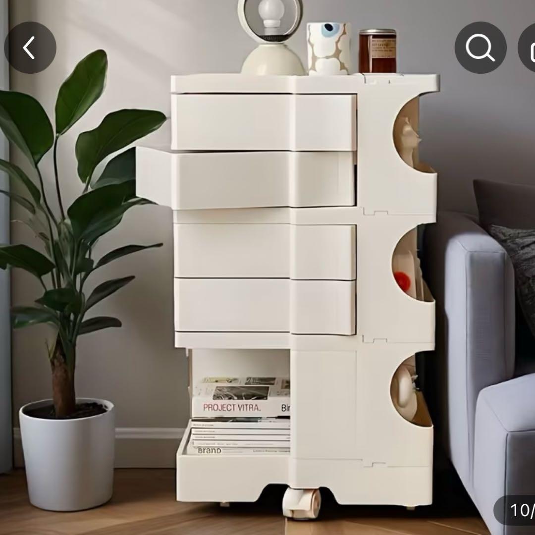 ホワイト 360度回転収納キャビネット