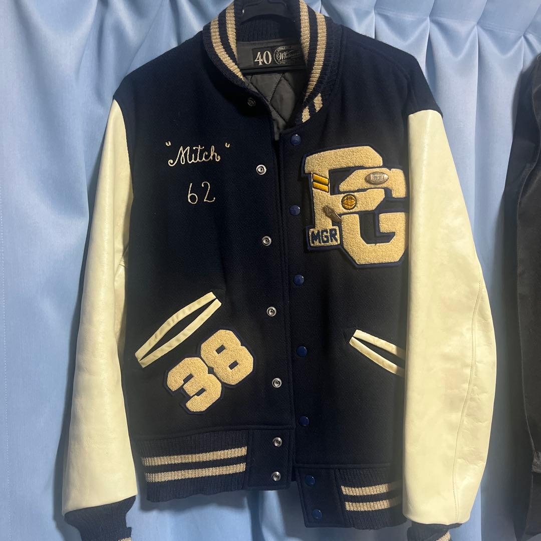 Whitesville 刺繍スタジャン サイズ40 ネイビー