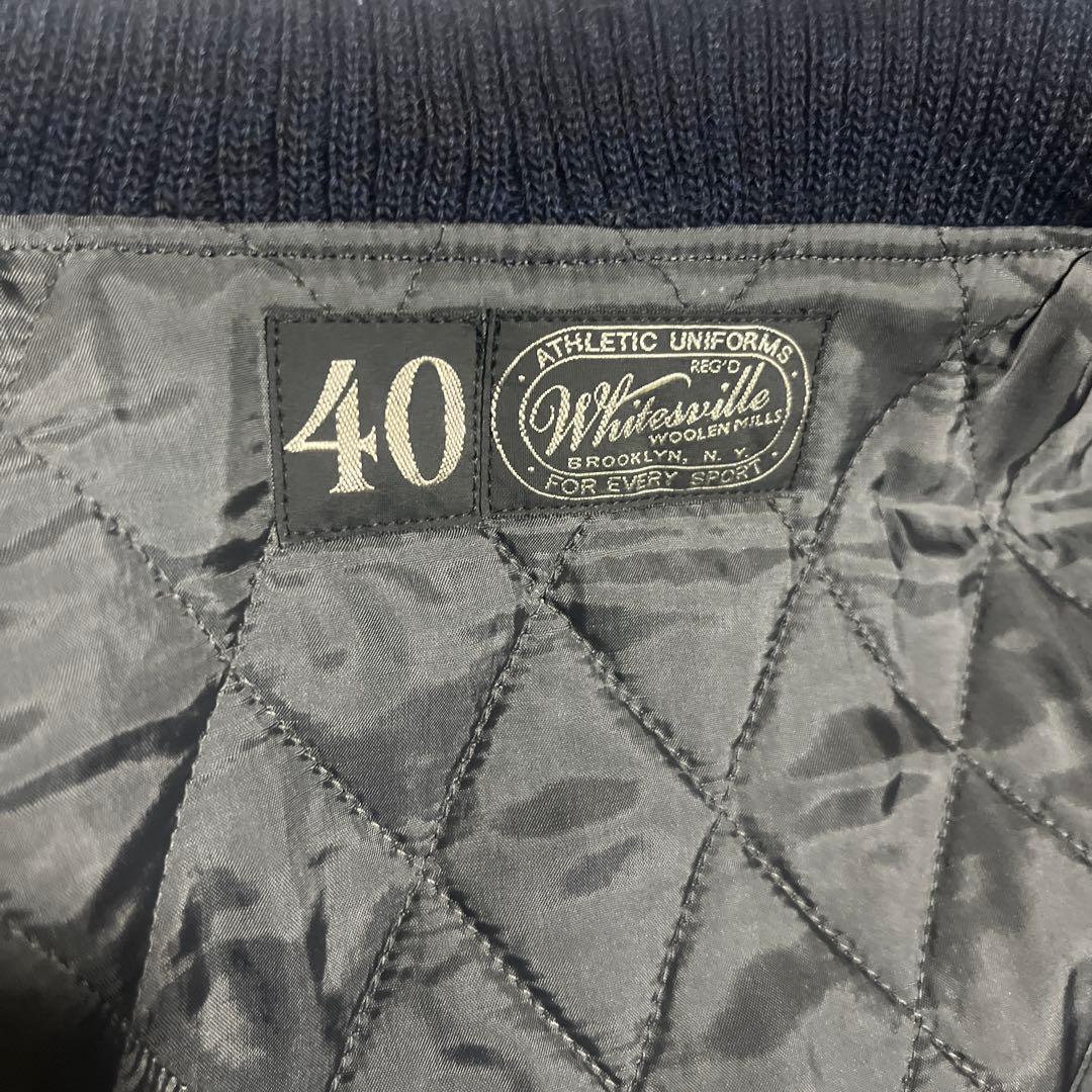 Whitesville 刺繍スタジャン サイズ40 ネイビー