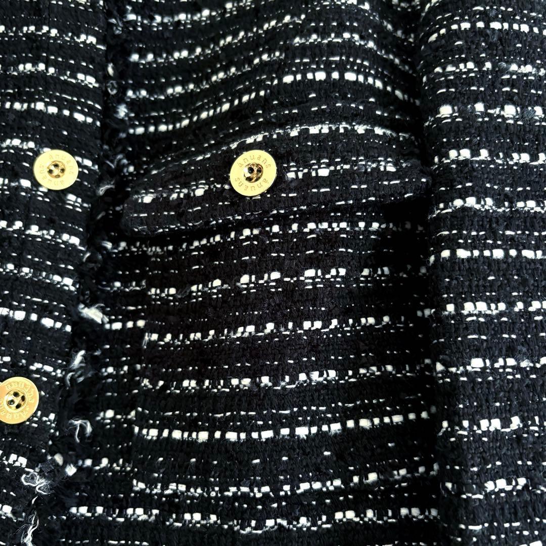 25SS 美品 anuans ツイードノーカラーフォルムジャケット MIX M