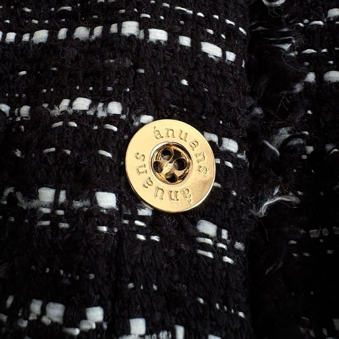 25SS 美品 anuans ツイードノーカラーフォルムジャケット MIX M