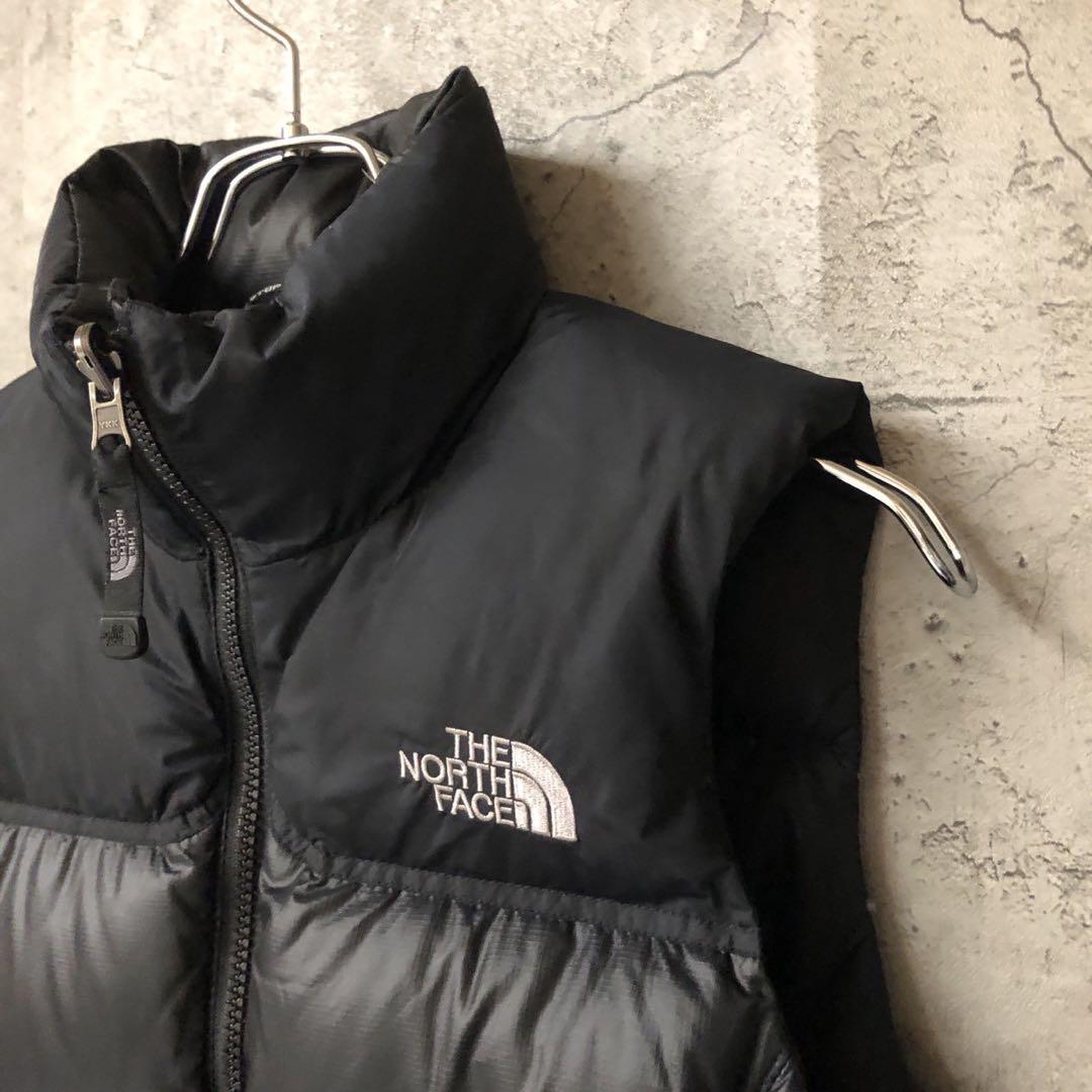 刺繍　700フィル　レディースS ヌプシ　黒 ザノースフェイス　ダウンベスト