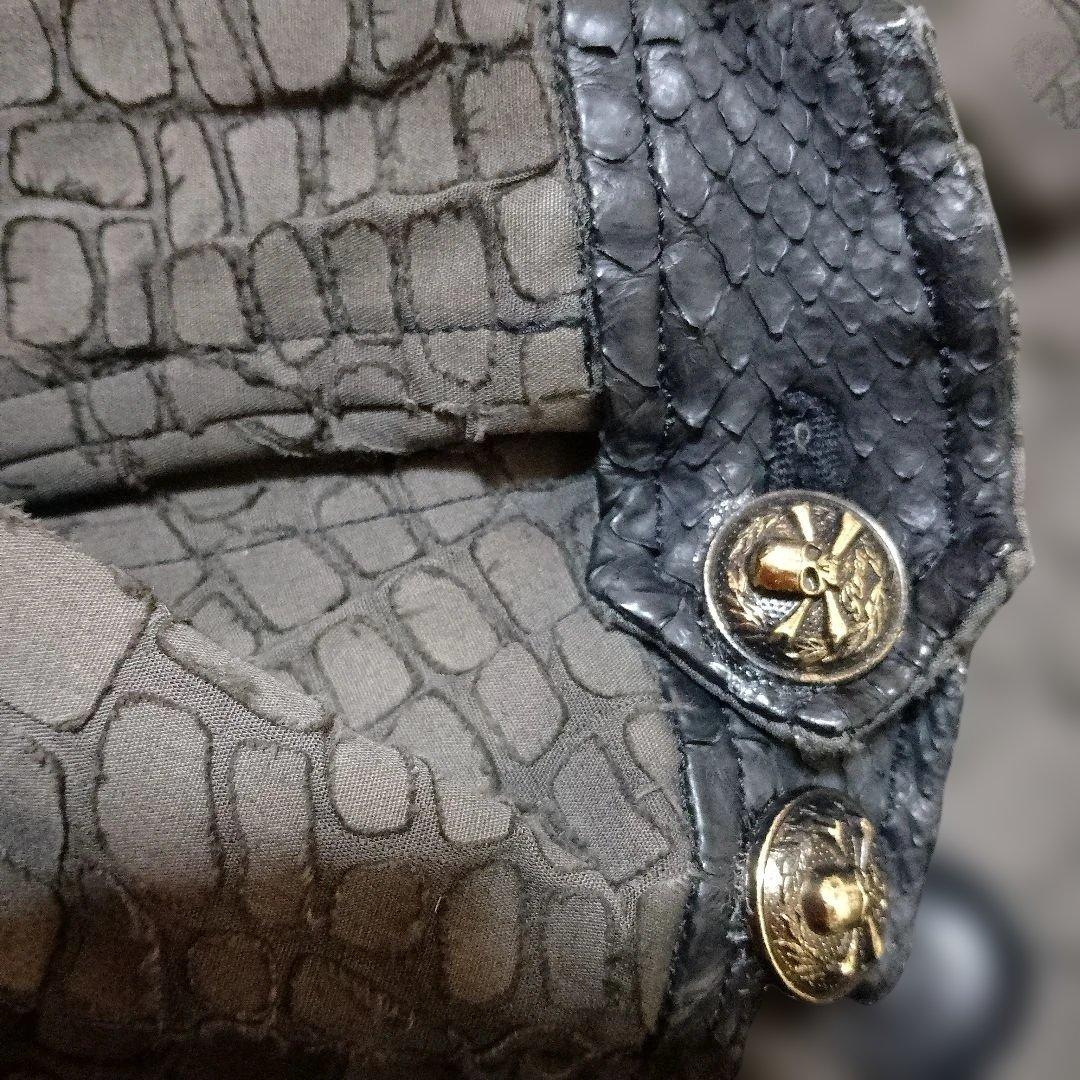 Roen クロコ型押し ミリタリージャケット 部分パイソン ディアスキン 46