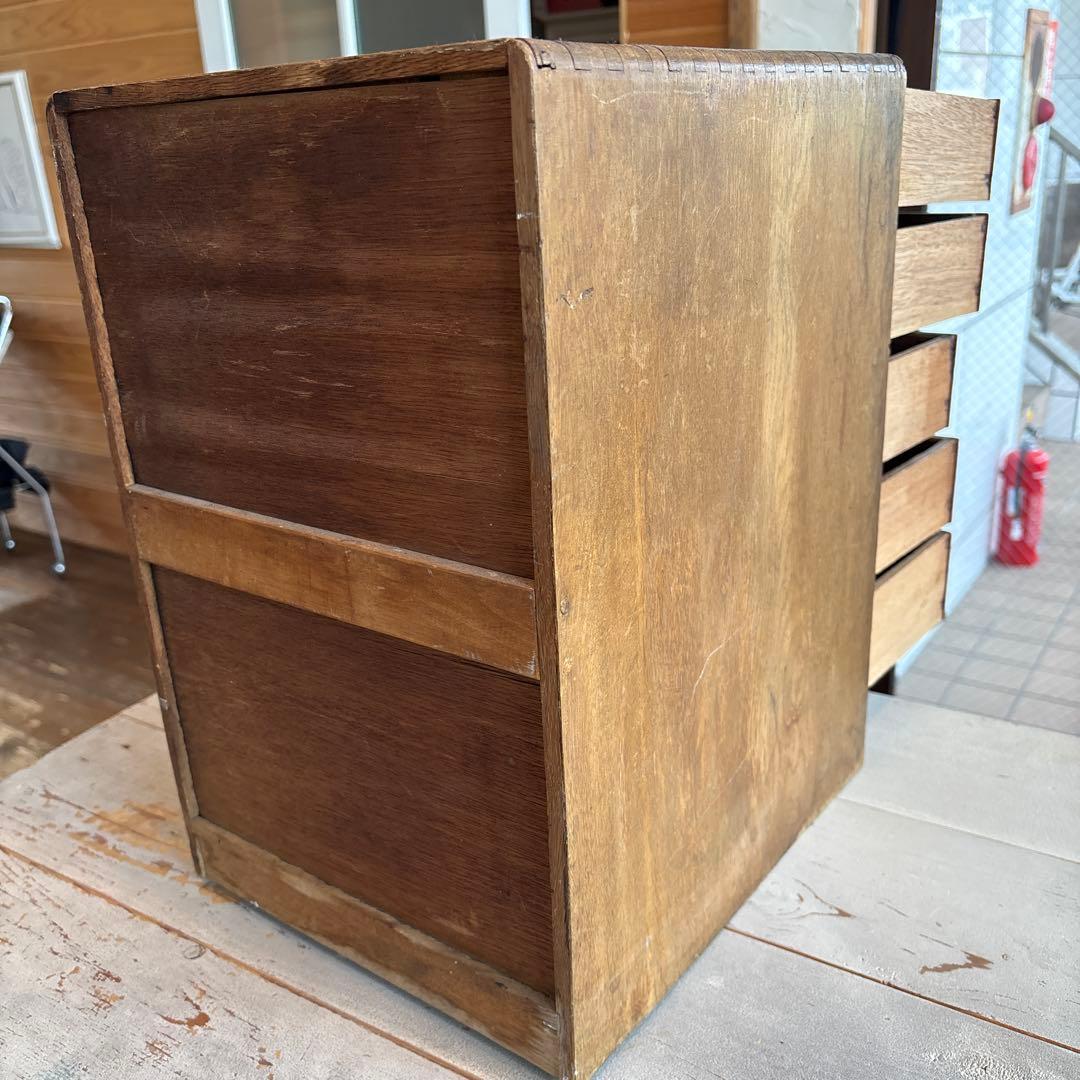 アンティーク木製 5段引き出し