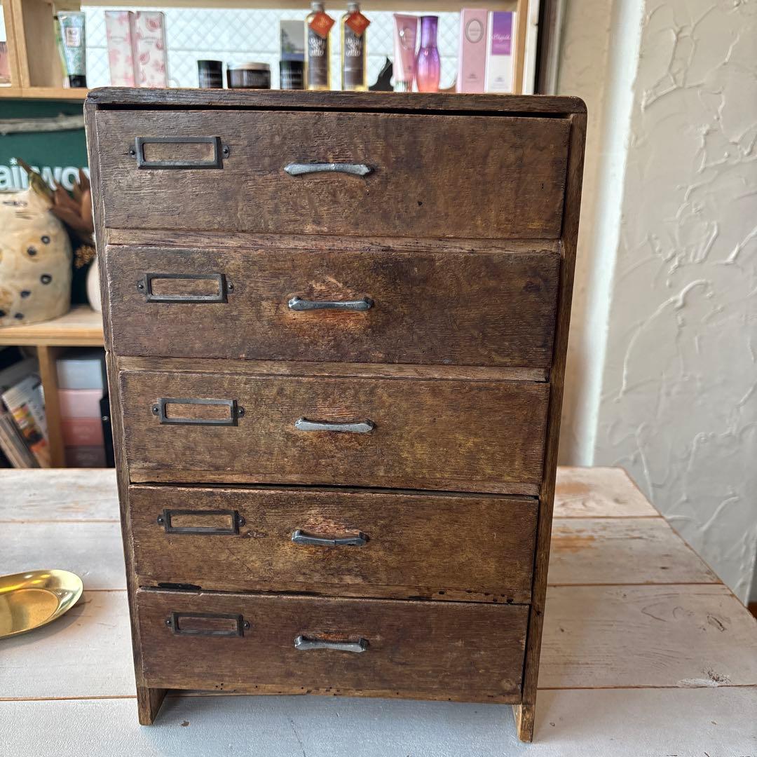 アンティーク木製 5段引き出し