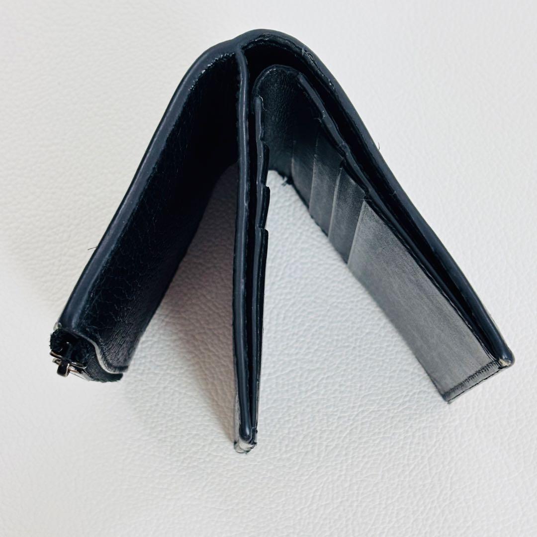 1778【美品】メゾンマルジェラ 二つ折り財布 シボ革 レザー ステッチ