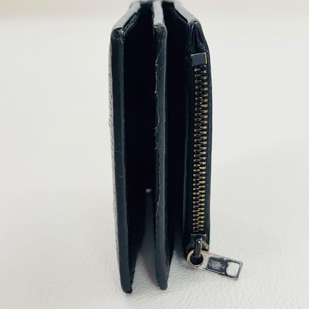 1778【美品】メゾンマルジェラ 二つ折り財布 シボ革 レザー ステッチ