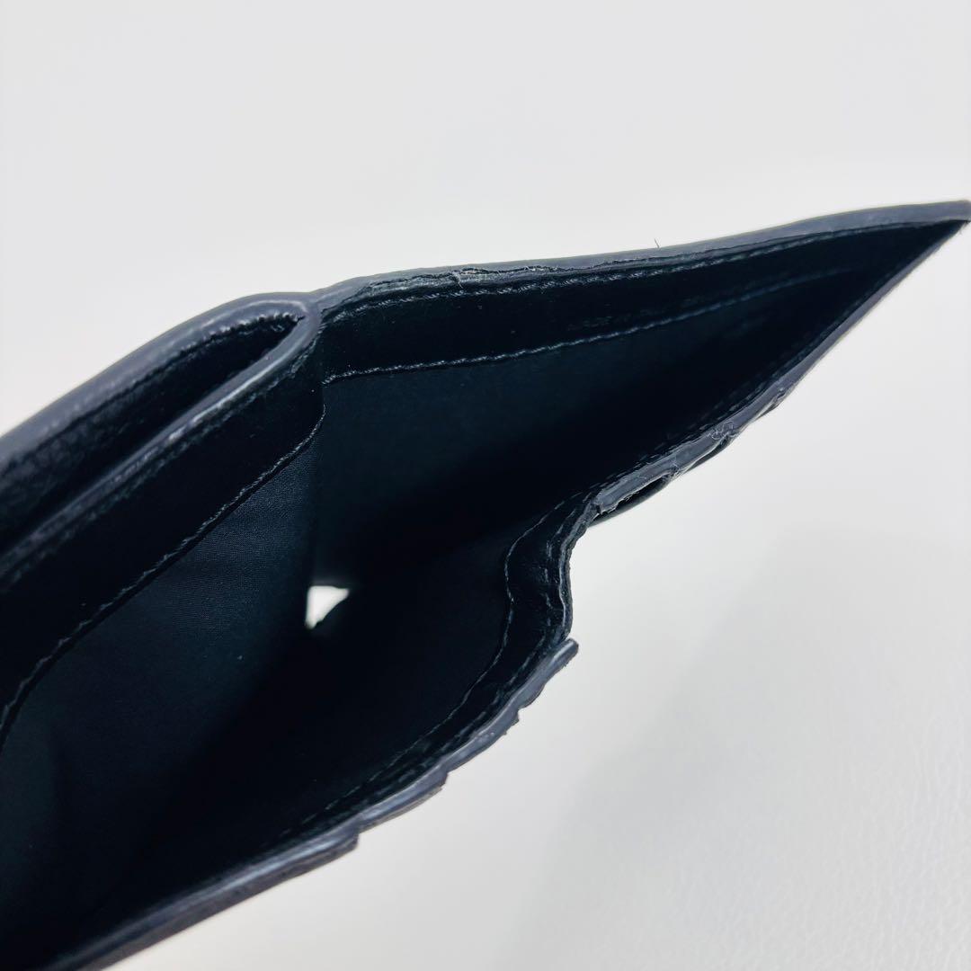 1778【美品】メゾンマルジェラ 二つ折り財布 シボ革 レザー ステッチ
