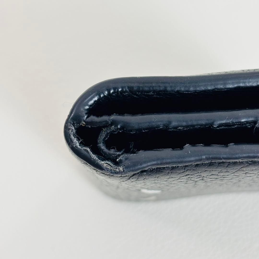 1778【美品】メゾンマルジェラ 二つ折り財布 シボ革 レザー ステッチ