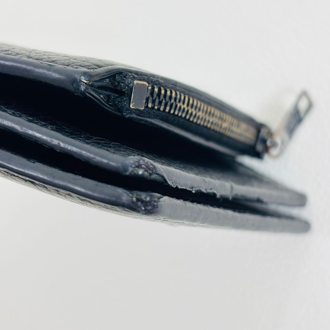 1778【美品】メゾンマルジェラ 二つ折り財布 シボ革 レザー ステッチ