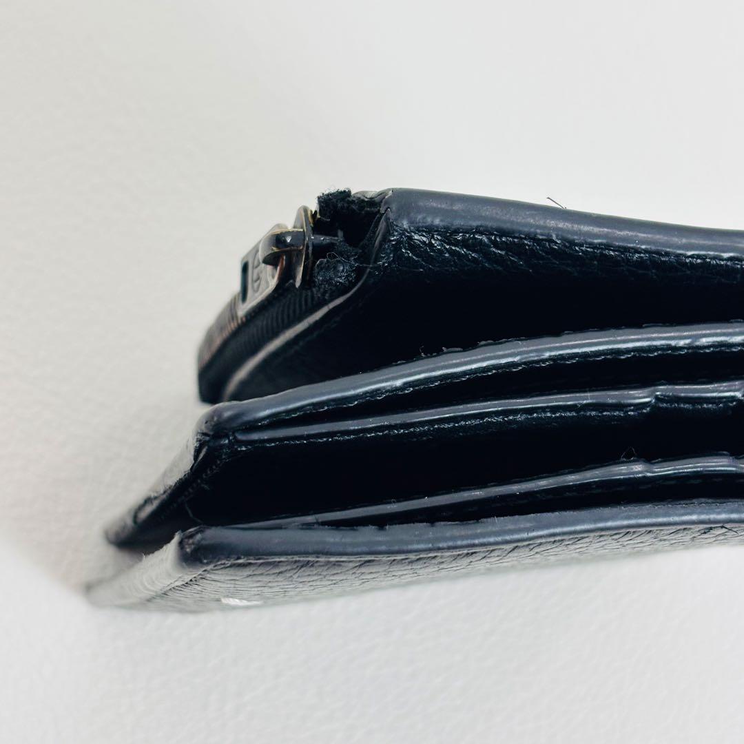 1778【美品】メゾンマルジェラ 二つ折り財布 シボ革 レザー ステッチ