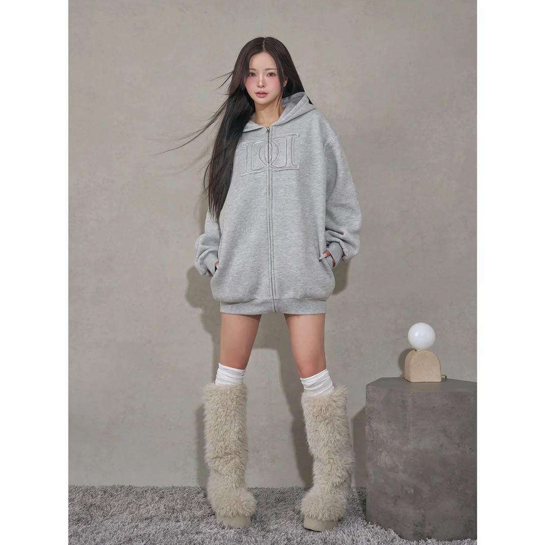 新品タグ付き ダーリッチ アップリケDDロゴパーカー グレー